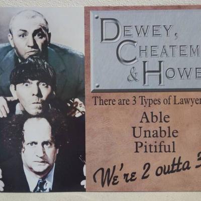 Three Stooges Metal Sign - Dewey, Cheatem, & Howe ...