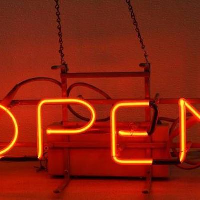 Vintage NEON OPEN SIGN - Great Design! Very Bright ...