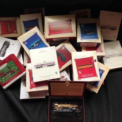 A Collection of Vintage Hallmark Train Ornaments