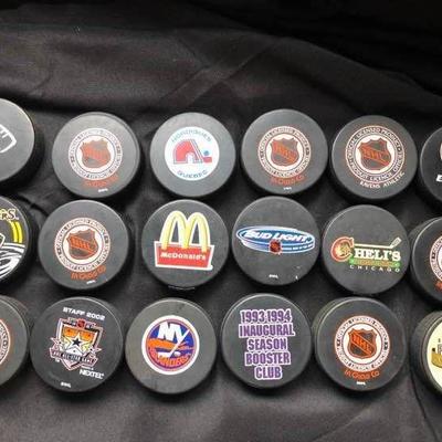 Vintage NHL collectible pucks