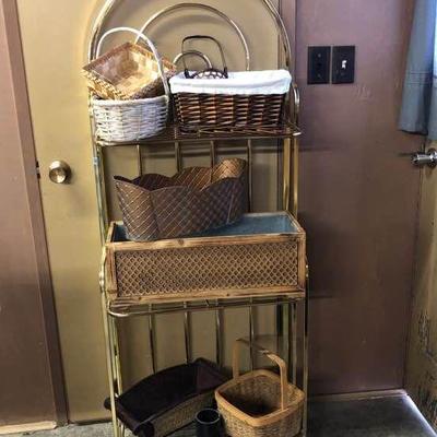 Baskets in a rack to hold them