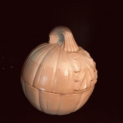 Longaberger caramel slag milk glass pumpkin covered candy dish. $15