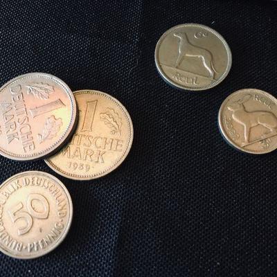 1950 F Deutsch (Germany) Mark @ $70
1959 D Deutsch (Germany) Mark @ $200
1950 50 F Pfenning (Germany) @ $7
1943 Republic Ireland 3 Pence...