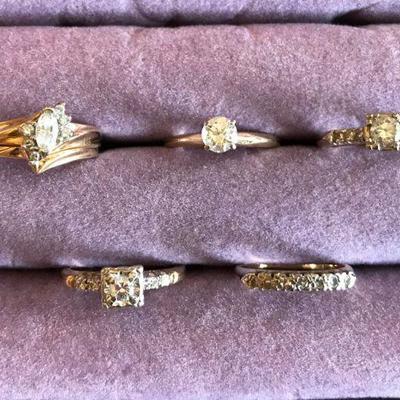 14K diamond rings. 0.13-0.50 diamonds.  Prices range from $100 - $500