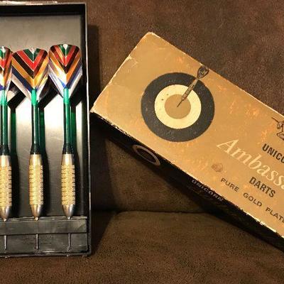 Vintage Unicorn Ambassador Darts. Pure gold plate. $65