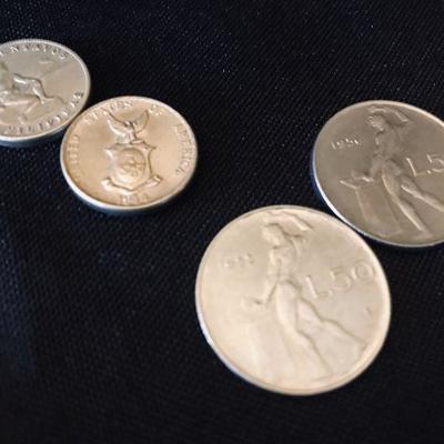 1944 Philippines 5 Centavos @ $3 (2 available)
1955 Italia 50 Lira @ $10
1956 Italia 50 Lira @ $10