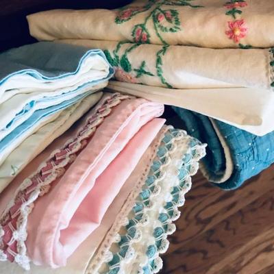 Vintage pillow cases. Crocheted borders.