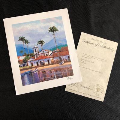 "Reflections" 2002 Signed Seriolithograph by Alex Pauker with COA. 8.5" x 7". Estate sale price: $20