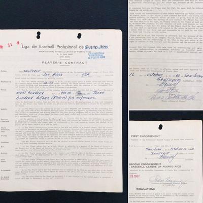 Puerto Rico Baseball League's Player's Contract with Joe Hicks. 1960. Original. Estate sale price: $95
