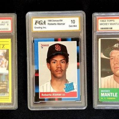 1991 Fleer Update #AU-62, Ivan Rodriguez, Mint 9 @ $25 - SOLD
1988 Don Russ #34. Roberto Alomar, Mint 10 @ $25
1963 Topps #200, Mickey...
