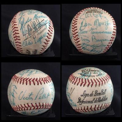 Signed Baseball by Puerto Ricoâ€™s Baseball Team â€œCriollos de Caguasâ€. Coach: Victor Pellot. Estate sale price: $195