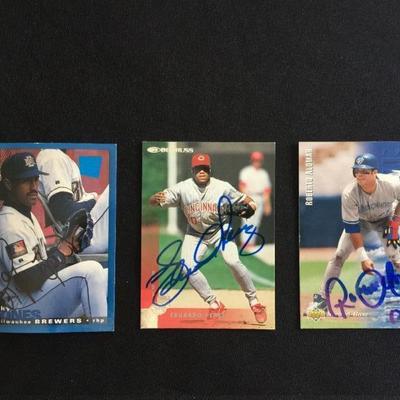 Ricky Bones and  Eduardo Perez,  signed baseball cards. $15 each.
Roberto Alomar HOF   2011 Rookie card hand signed. Alomar is 12 times...