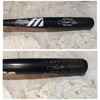 Pete Rose's game day bat with signature in gold sharpie. Estate sale price: $250