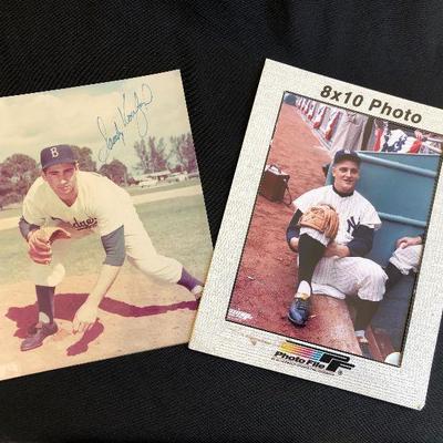[left] Hard-to-find  8" x 10" photo of Sandy Koufax and signed by him @ $215. [right] Roger Maris sitting back 8" x...