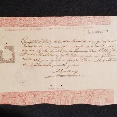 1896 Goverment Legal Document Invoice signed by Rosendo Matienzo Cintron. $350