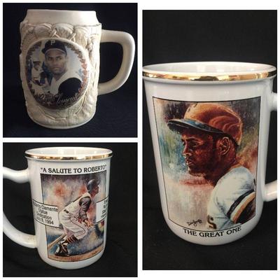 (Upper left picture) Roberto Clemente 3000 Hits Stein Mug Baseball Sculptured Picture @ $22. 
Roberto Clemente "A Salute To...