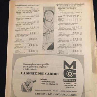 El Mundo newspaper (Puerto Rico) focused on the fourteenth edition of the Caribbean Series (Serie del Caribe) baseball tournament played...