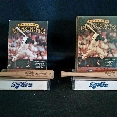 Two (2) Roberto Clemente Signature Miniature Bat. Limited series. 2,866 of 10,000 and 2,867 of 10,000. Estate sale each: $50 each set.