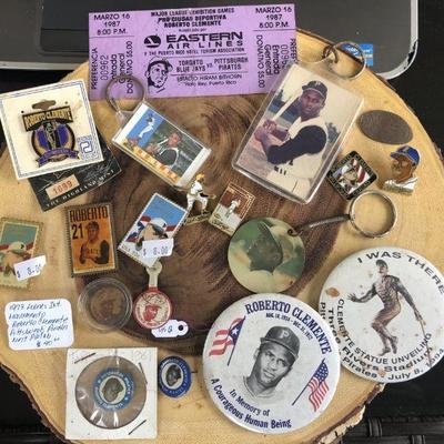 Roberto Clemente  6 Pins on the bottom : $40 each       
 All other items $8 each
