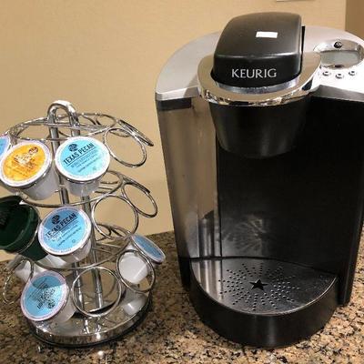 Keurig coffee maker @ $40 and coffee pod stand @ $7