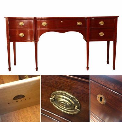 Kindel Furniture Winterthur inlaid mahogany sideboard buffet. (Retails for $3,500). Estate sale price: $1,000