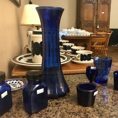 Cobalt blue glassware.