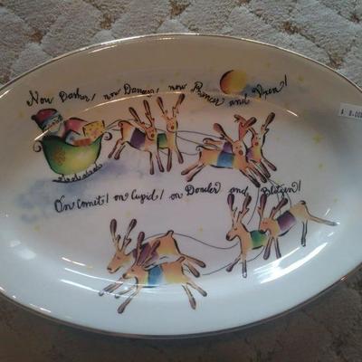Santa and reindeer serving plate $8