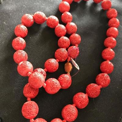 Cinnabar necklace. $150