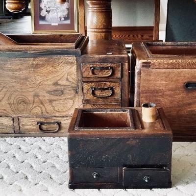 Three (3) antique Japanese hibachis.