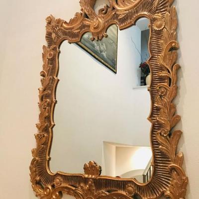 Large 6.5-foot tall gilt gold framed mirror. $500