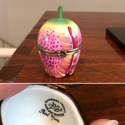 Limoges France. Hand painted tulip bud trinket box. $85