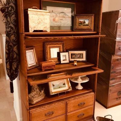 Vintage Oak Barrister Bookcase with 4 Drawers. $275