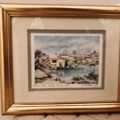 Lithography of Bermuda's Pomander Gate. Watercolor by Carole Holding born in England. Estate sale price: $65