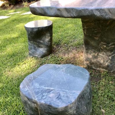 JADE Marble Garden Table and Chairs. Very unique piece. 41â€ (W) x 36â€ (D) x 27â€ (H) Solid high quality marble. Excellent...