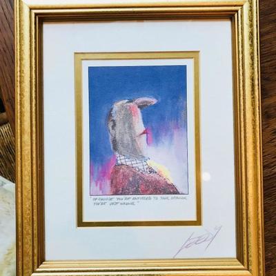 Ted Leedy signed and framed artwork. $28