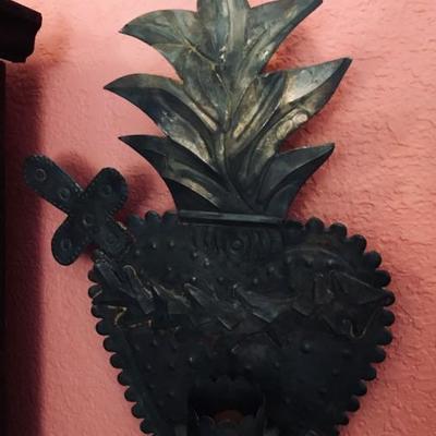 Sacred heart metal artwork.