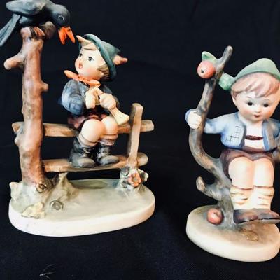 [left] Mischief Maker Hummel Figurine #342 (TMK 5, 1970's): $180  .......... [right] Apple Tree Boy Hummel Figurine #142 (TMK 2,...