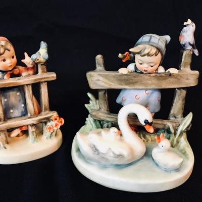 [left] Signs of Spring Hummel Figurine 203 (TMK 4, 1960's): $120 ......... [right] Feathered Friends Hummel Figurine 344 (TMK 5,...