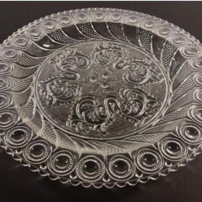 MMA Imperial Boston & Sandwich Peacock eye & thistle clear glass plate. $12 x 18