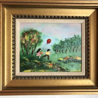 Louis Cardin. Enamel on bronze. Framed. Certified. $100