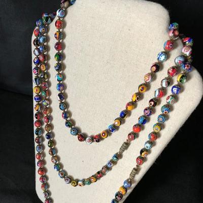 68" of vintage MILLEFIORI beads. Excellent condition. $445