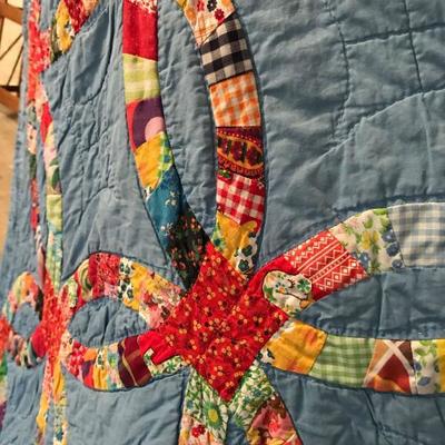 Hand-made hand-stitched quilt blankets (full/queen). Eight (8) different ones. (This one is a closeup of the previous picture)