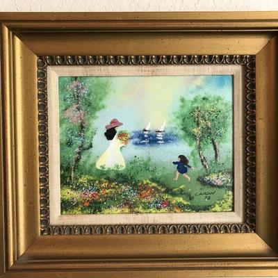 Louis Cardin. Enamel on bronze. Framed. Certified. $100