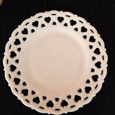 Westmoreland milk glass "Forget me not". Luncheon plate. $12 x 4 plates.