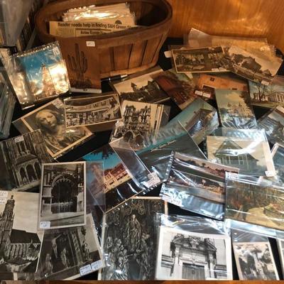 hundred of used and new 1930â€™s era through 70â€™s postcards from Europe and U.S. Many architectural images.