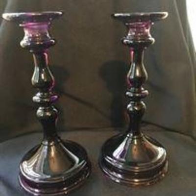 Tiffin-Franciscan glass, #76. 1923-1935. Color: amethyst. Asking $38 each.