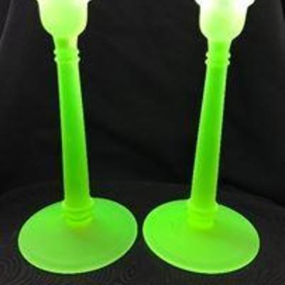 VASELINE candlestick holder. (black light added to take picture)