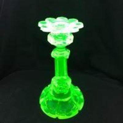 VASELINE candlestick holder. (black light added to take picture)