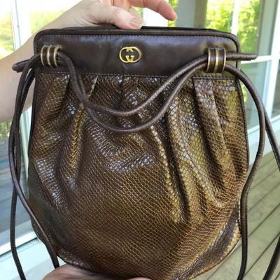 Vintage Gucci brown snake skin purse.