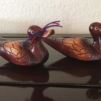 Hand carved wooden Asian wedding duck.